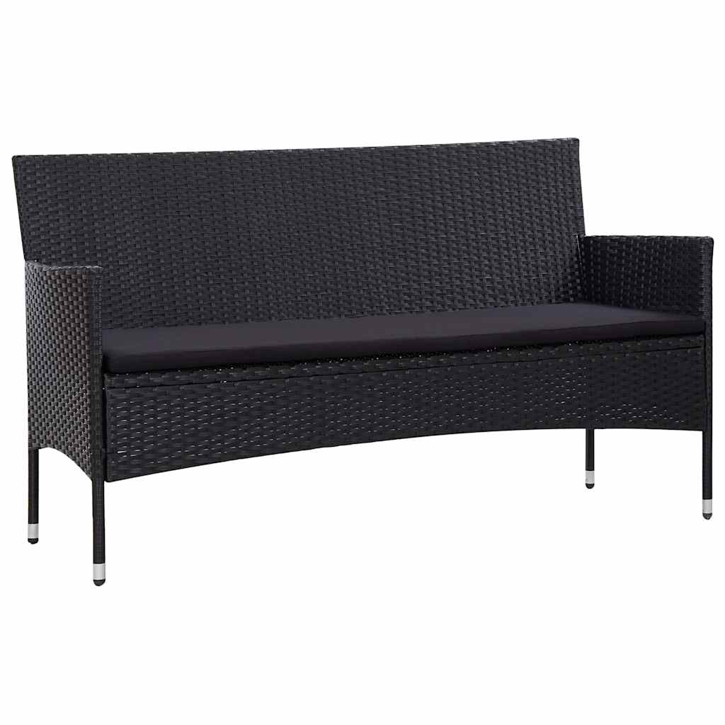 5-tlg. Garten-Lounge-Set mit Auflagen Poly Rattan Schwarz