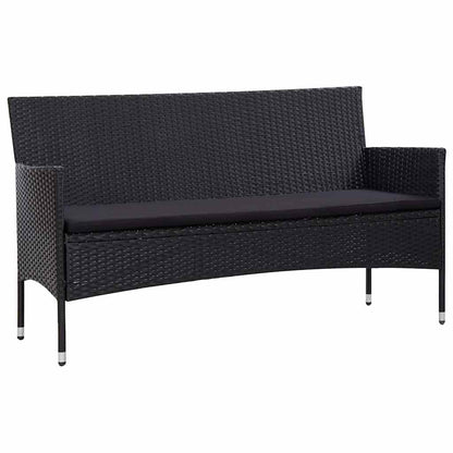 5-tlg. Garten-Lounge-Set mit Auflagen Poly Rattan Schwarz