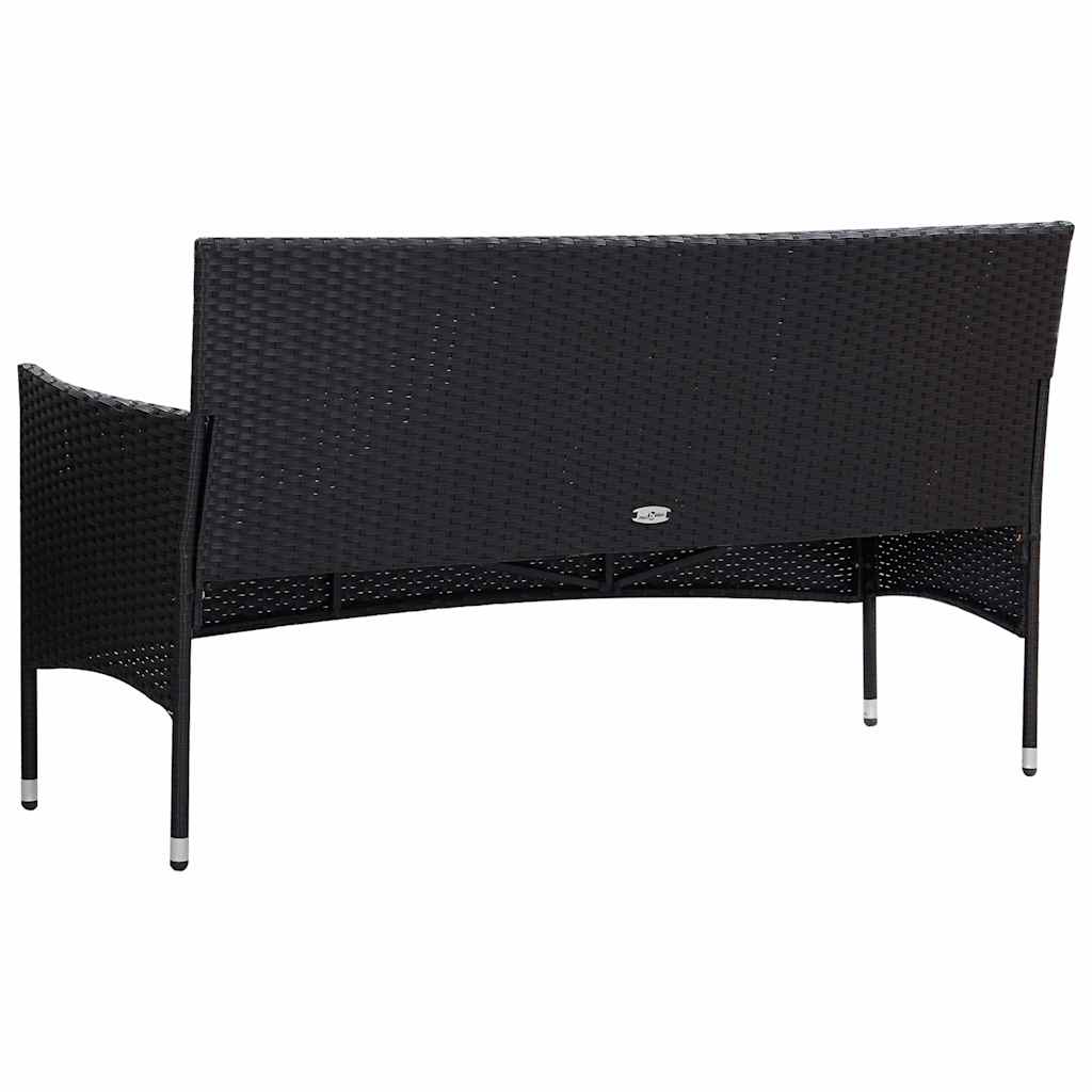 5-tlg. Garten-Lounge-Set mit Auflagen Poly Rattan Schwarz