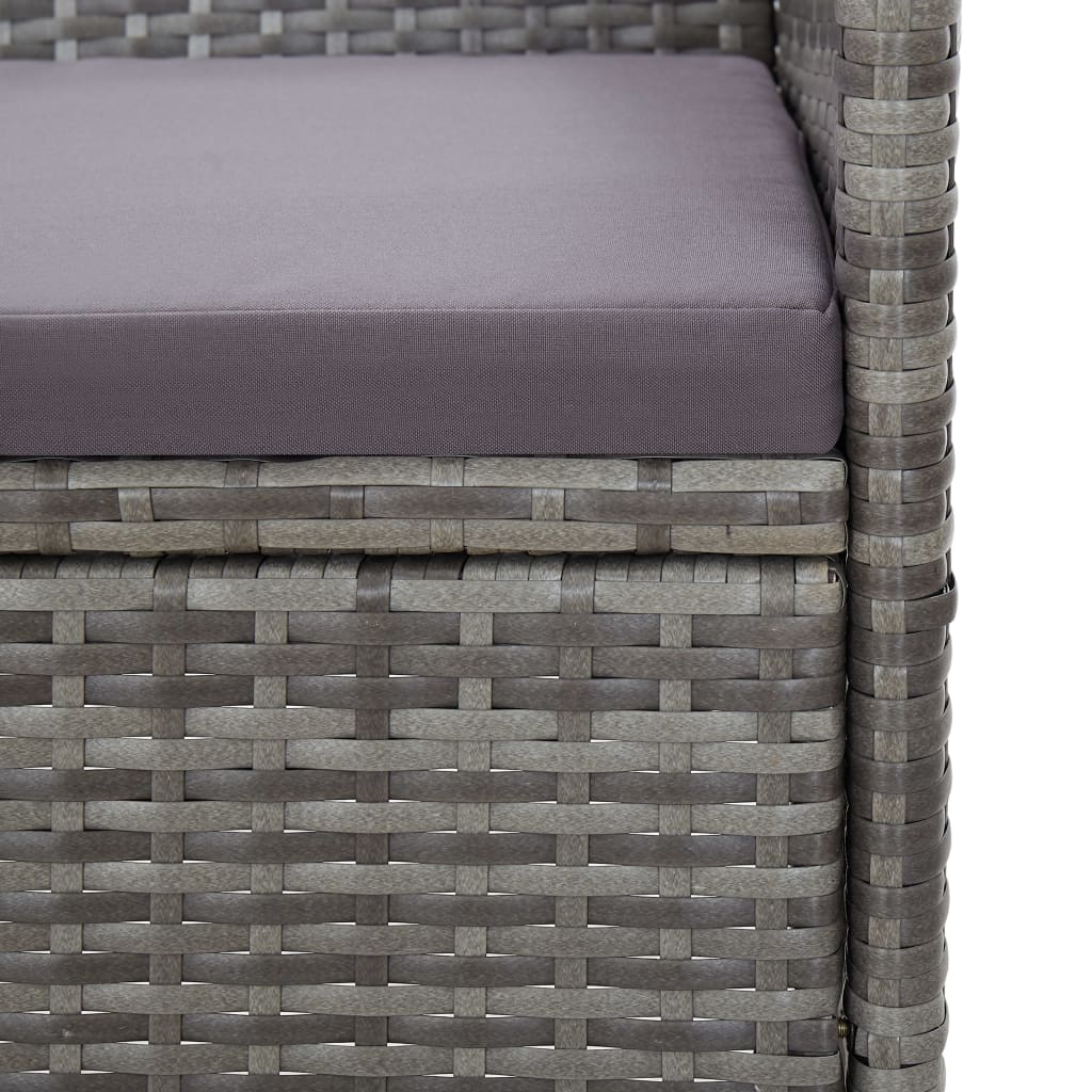 3-Sitzer-Gartensofa mit Polstern Grau Poly Rattan