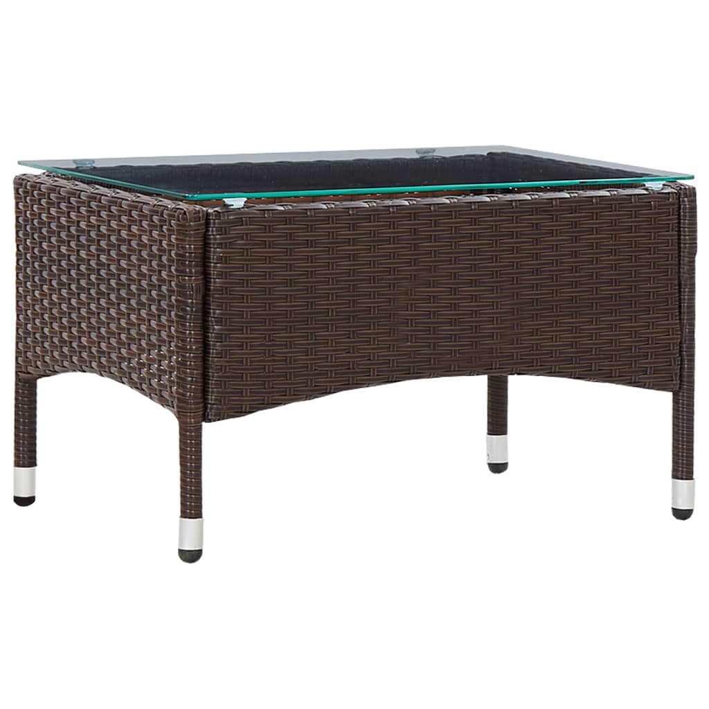 Table basse marron 60x40x36 cm poly rotin