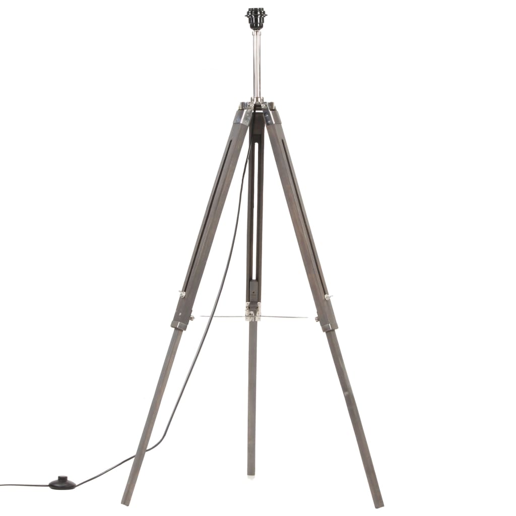 Stativlampe Grau und Weiß Teak Massivholz 141 cm