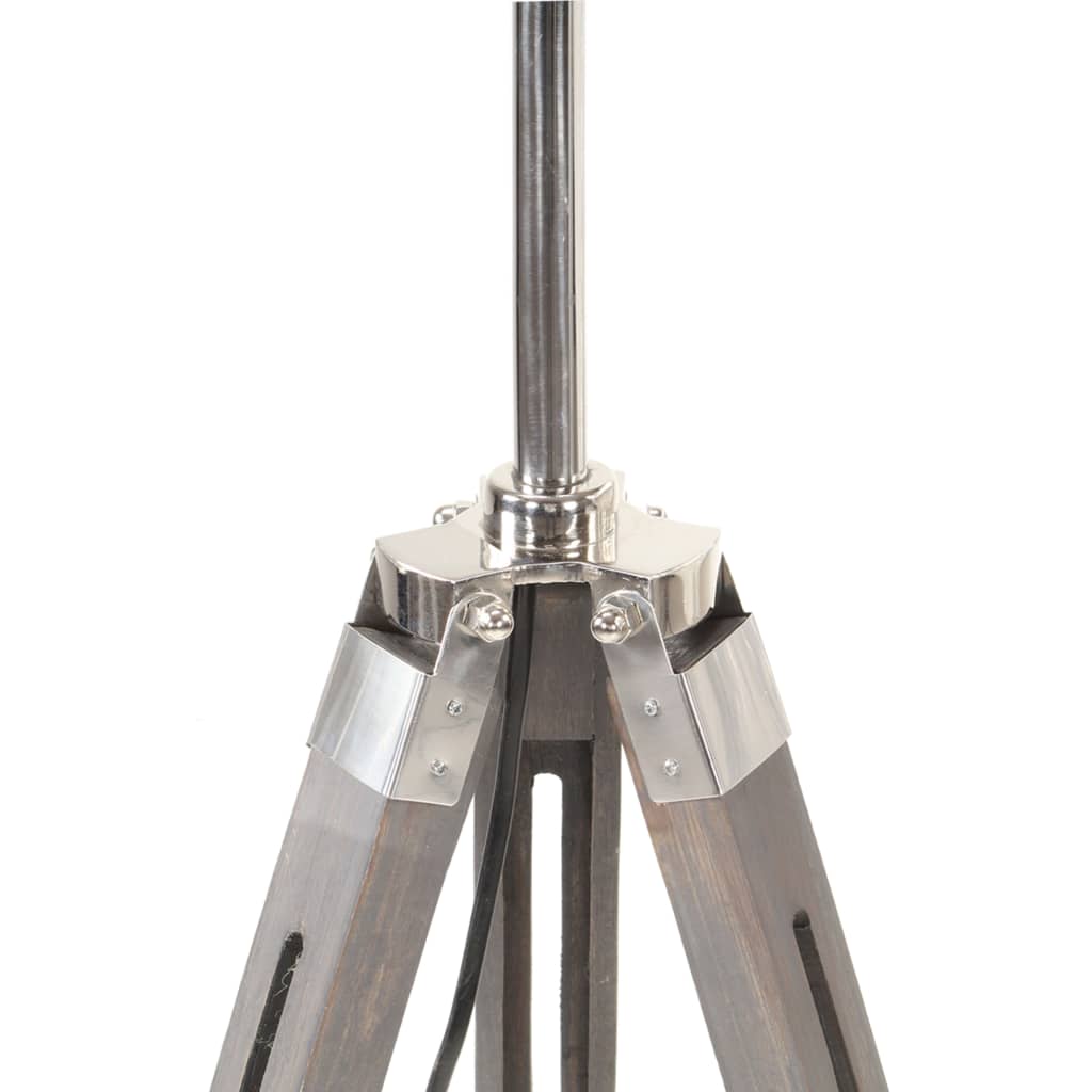Stativlampe Grau und Weiß Teak Massivholz 141 cm