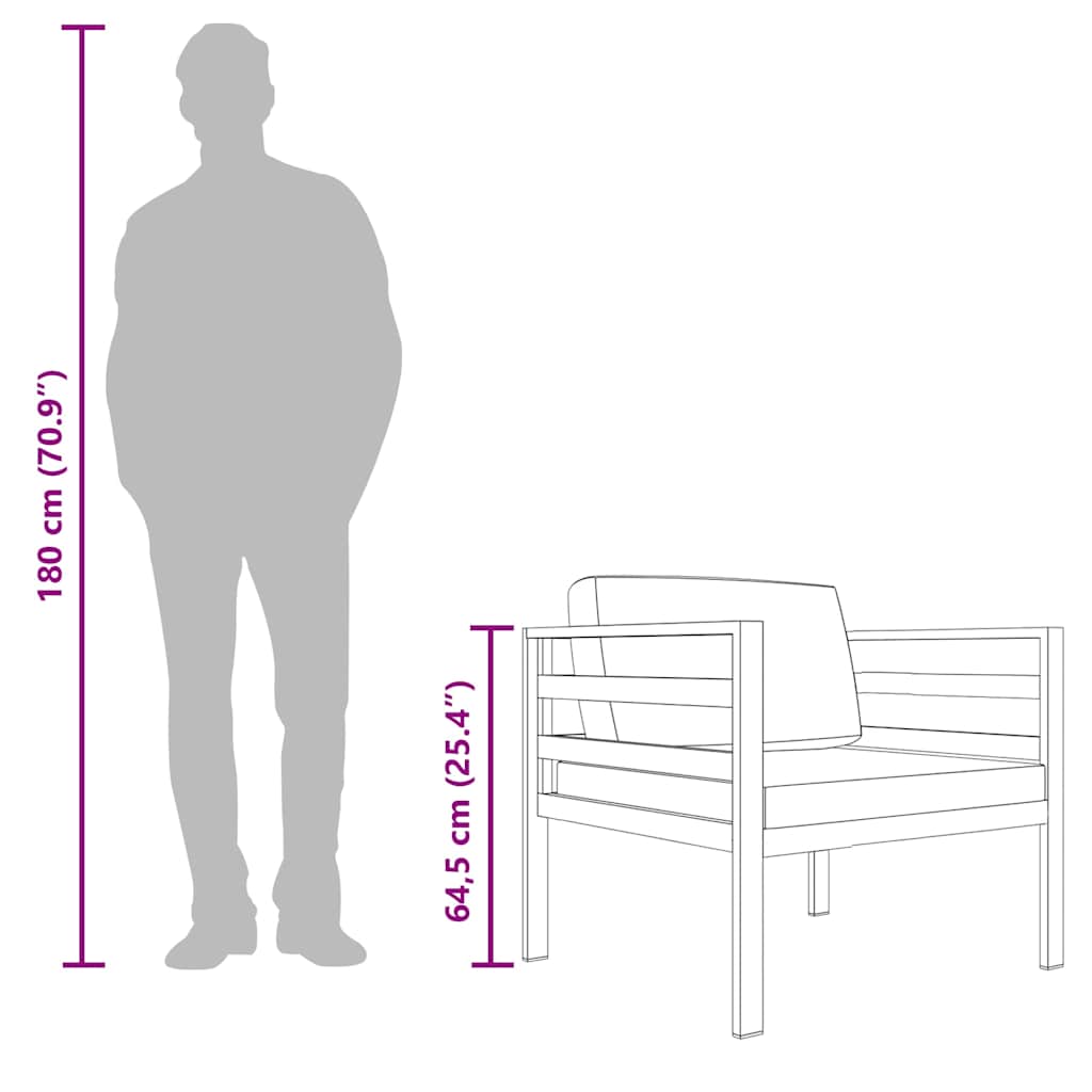 Einzelsofa mit Kissen Aluminium Anthrazit