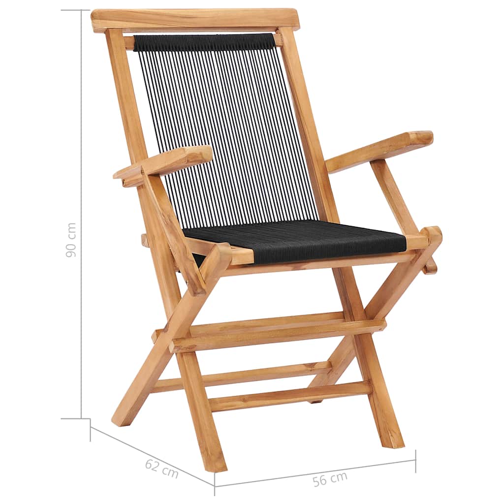 Klappstühle, 2 Stück, aus massivem Teakholz und Seil