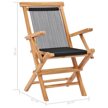 Klappstühle, 2 Stück, aus massivem Teakholz und Seil