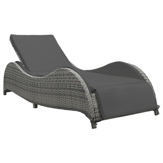 Bain de soleil avec coussin poly rotin anthracite