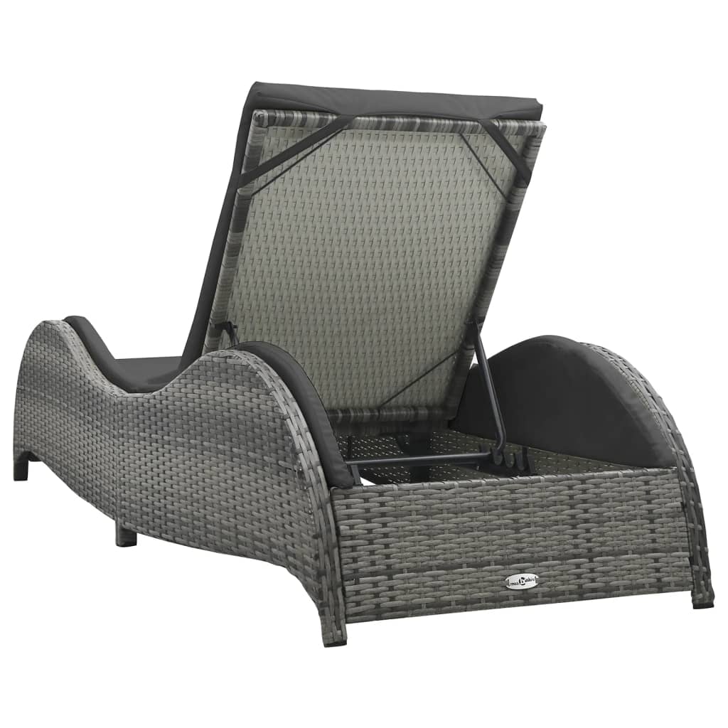 Bain de soleil avec coussin poly rotin anthracite