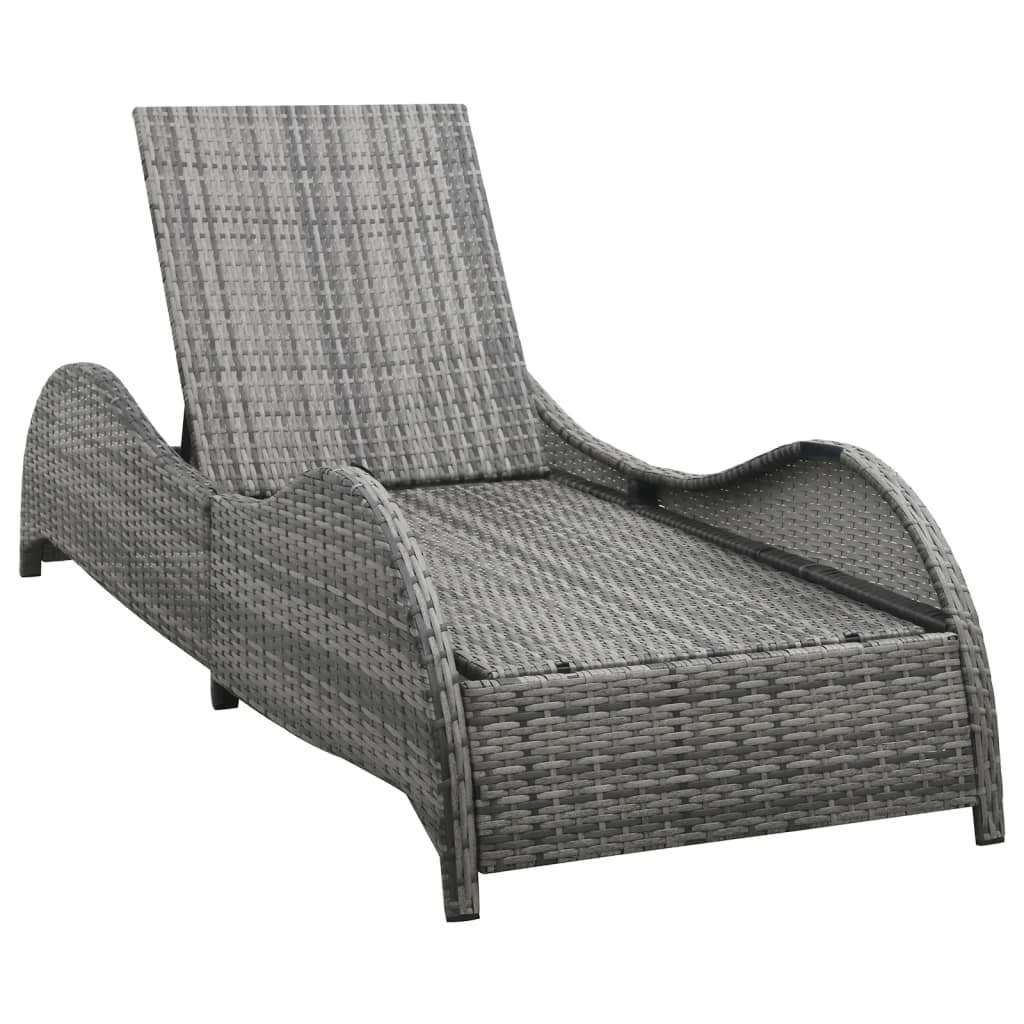 Bain de soleil avec coussin poly rotin anthracite