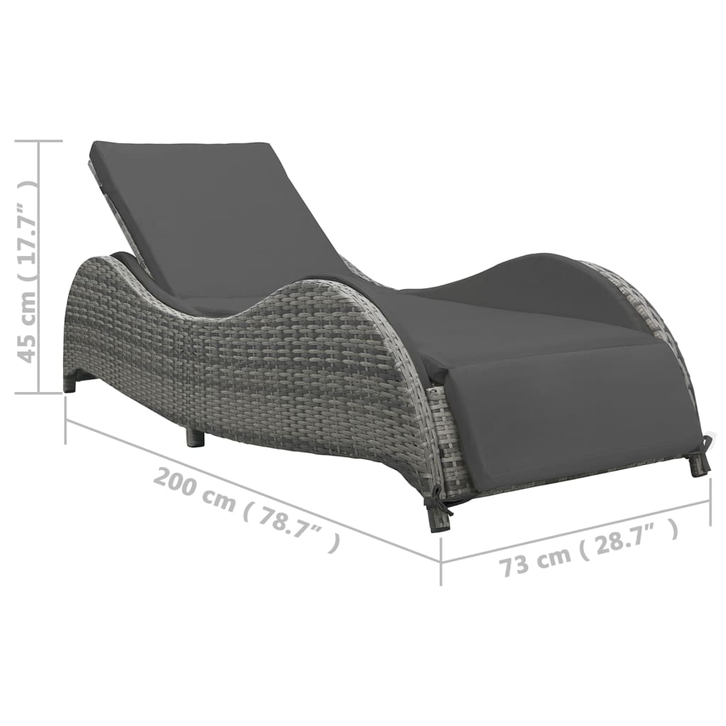 Bain de soleil avec coussin poly rotin anthracite