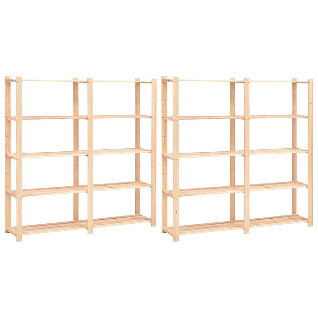 Lagerregale 5 Böden 2 Stk. 170x38x170cm Massivholz Kiefer 500kg