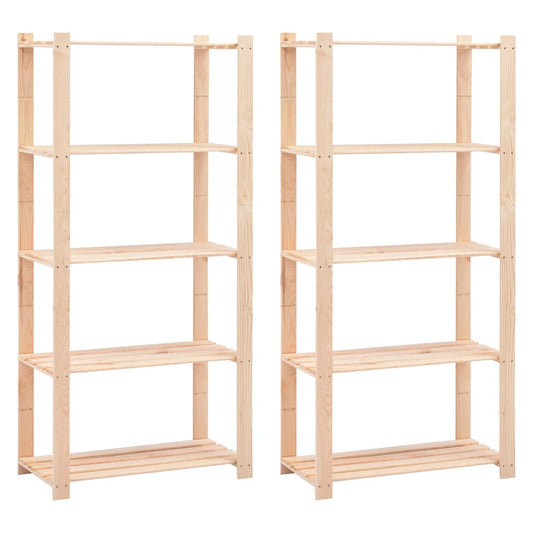 Étagères 5 étagères 2 pcs. 80×38×170 cm bois de pin massif 250 kg