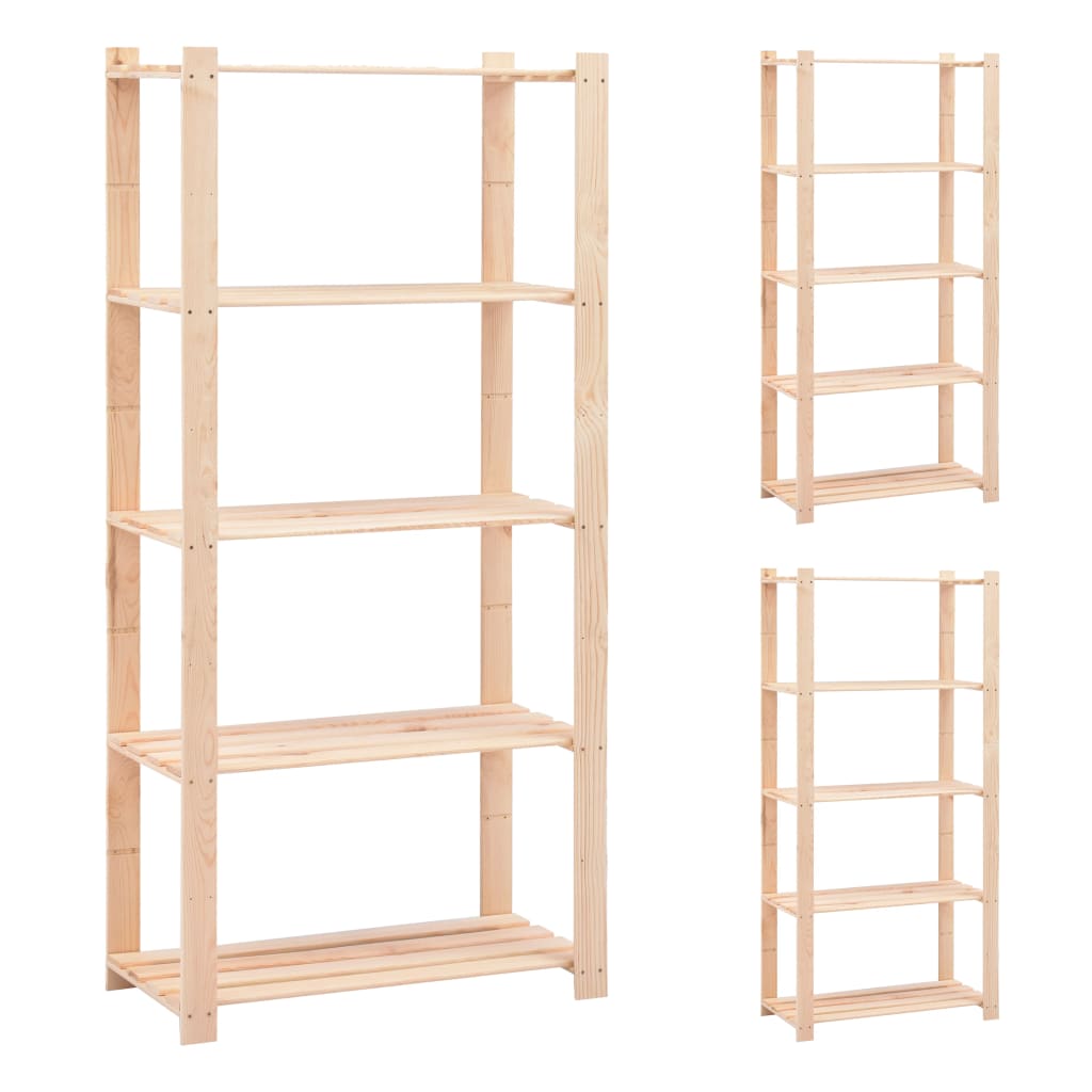 Storage shelves 5 shelves 3 pcs. 80x38x170cm solid pine wood 250kg