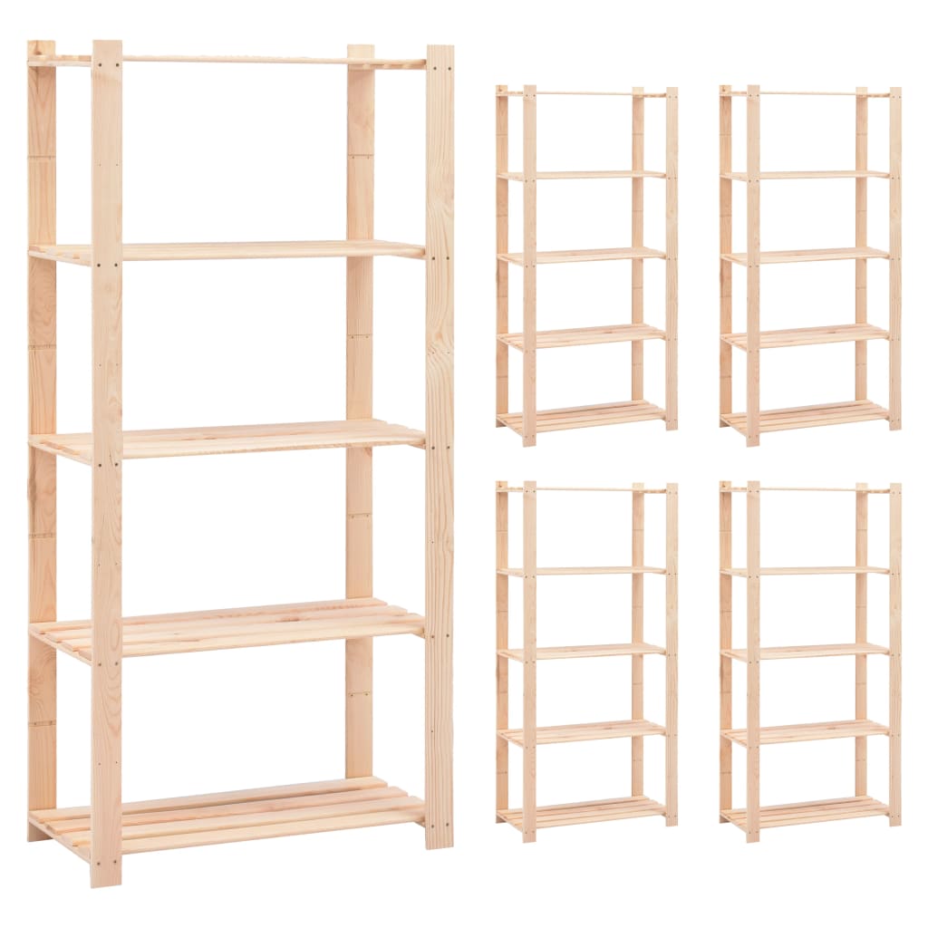 Storage shelves 5 shelves 5 pcs. 80x38x170cm solid pine wood 250kg