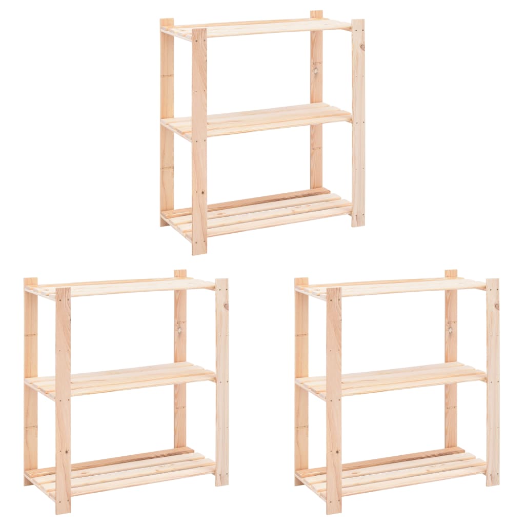 Storage shelves 3 shelves 3 pcs. 80x38x90cm solid pine wood 150kg