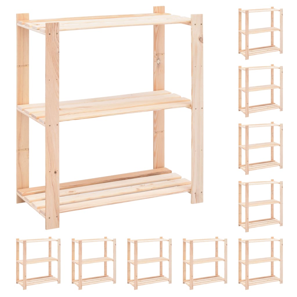 Storage shelves 3 shelves 10 pcs. 80x38x90cm solid pine wood 150kg