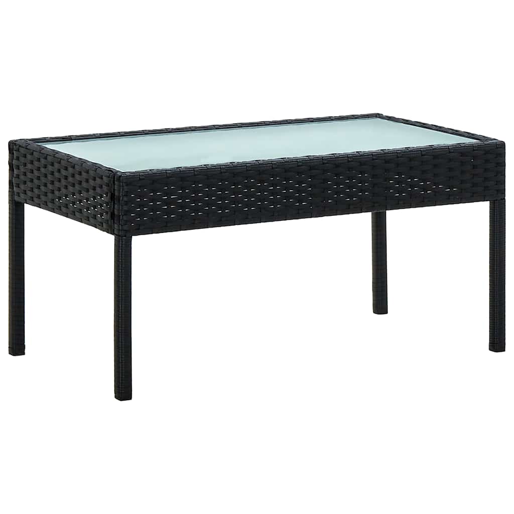 4-tlg. Garten-Lounge-Set mit Auflagen Poly Rattan Schwarz