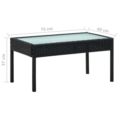 4-tlg. Garten-Lounge-Set mit Auflagen Poly Rattan Schwarz