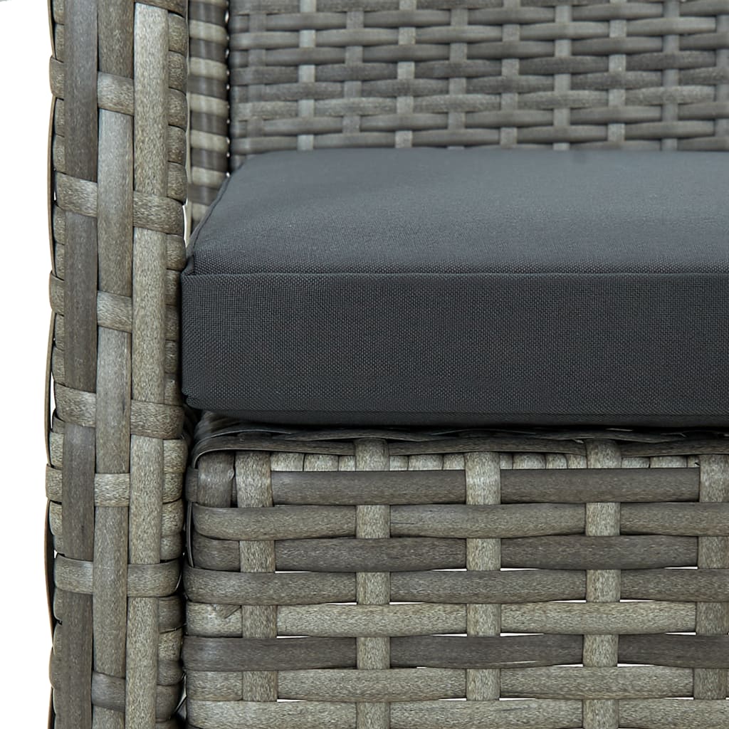 Gartensofa 3-Sitzer mit Kissen Grau Poly Rattan