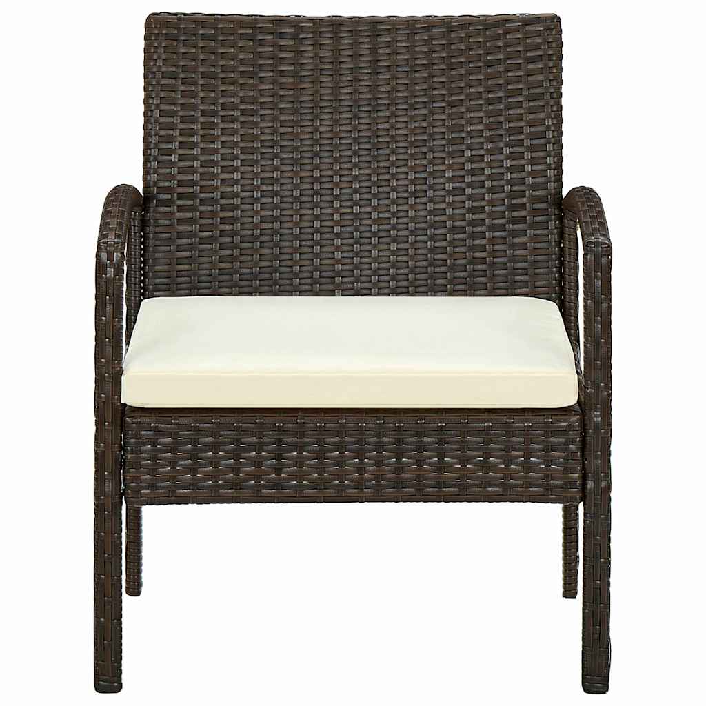 Gartenstuhl mit Kissen Poly Rattan Braun