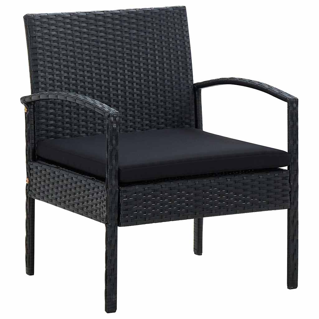 Gartenstuhl mit Kissen Poly Rattan Schwarz