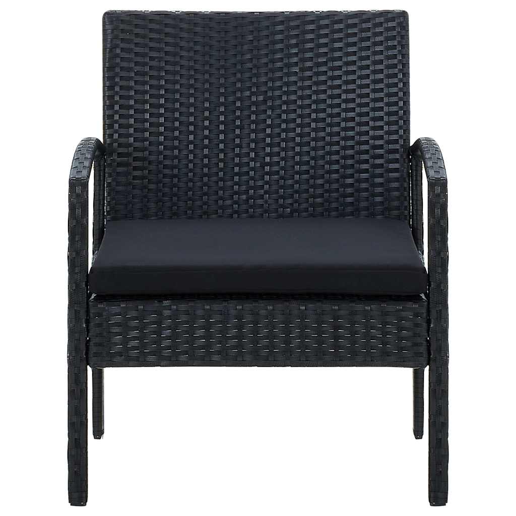 Gartenstuhl mit Kissen Poly Rattan Schwarz