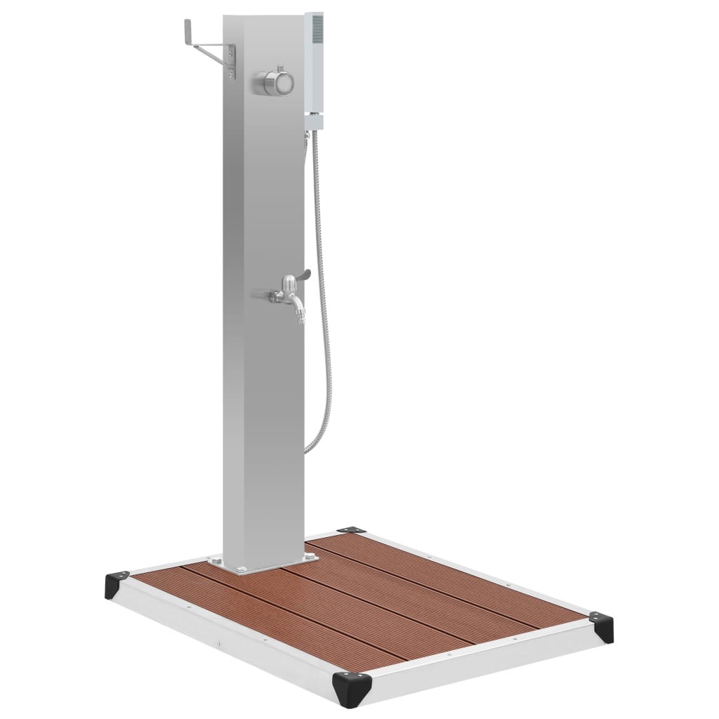 Gartendusche mit Bodenelement WPC Edelstahl