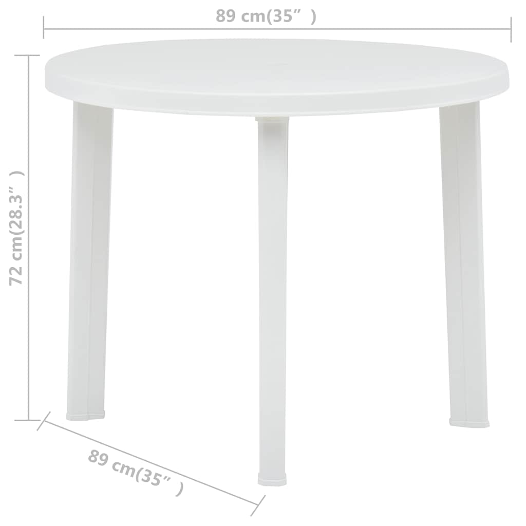 Gartentisch Weiß 89 cm Kunststoff