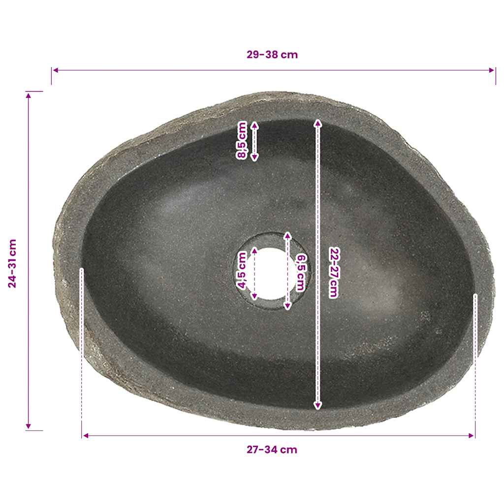 Waschbecken Flussstein Oval (29-38)x(24-31) cm
