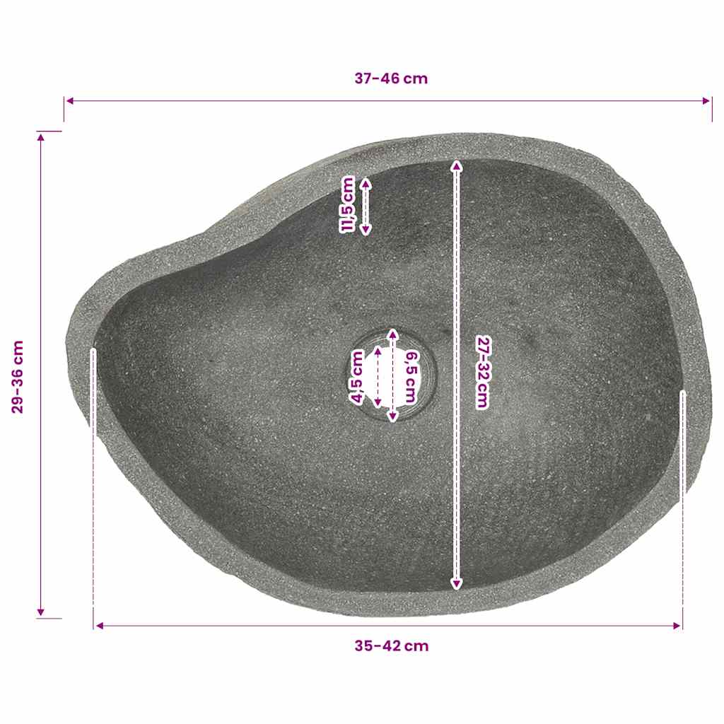 Waschbecken Flussstein Oval (37-46)x(29-36) cm