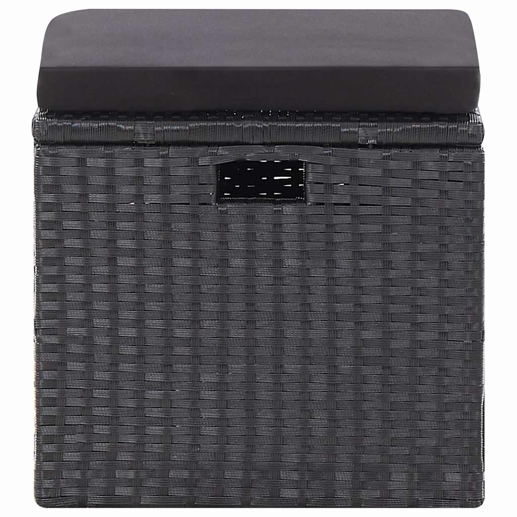 6-tlg. Garten-Lounge-Set mit Kissen Poly Rattan Schwarz