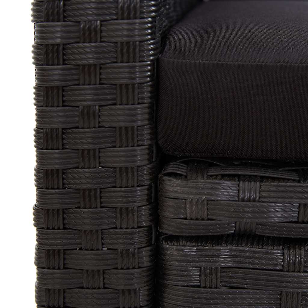 6-tlg. Garten-Lounge-Set mit Kissen Poly Rattan Schwarz
