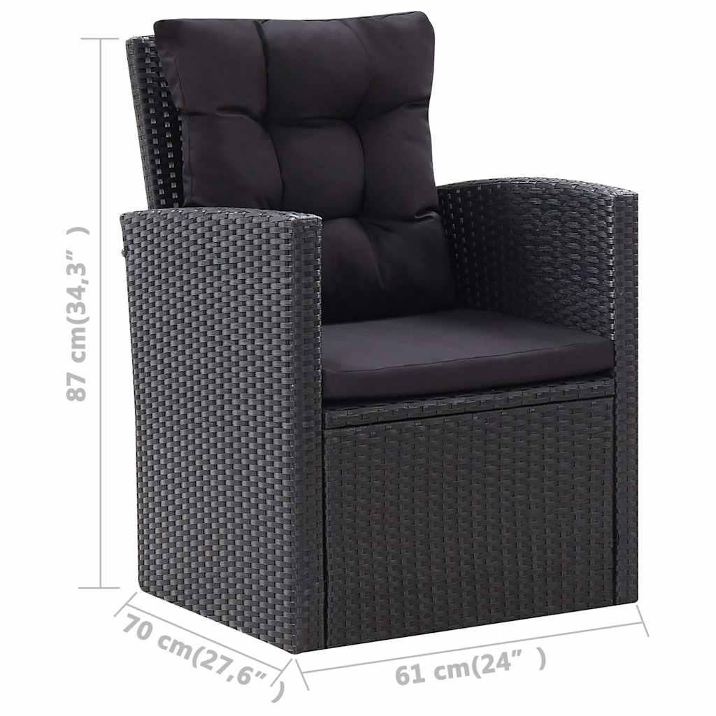 6-tlg. Garten-Lounge-Set mit Kissen Poly Rattan Schwarz