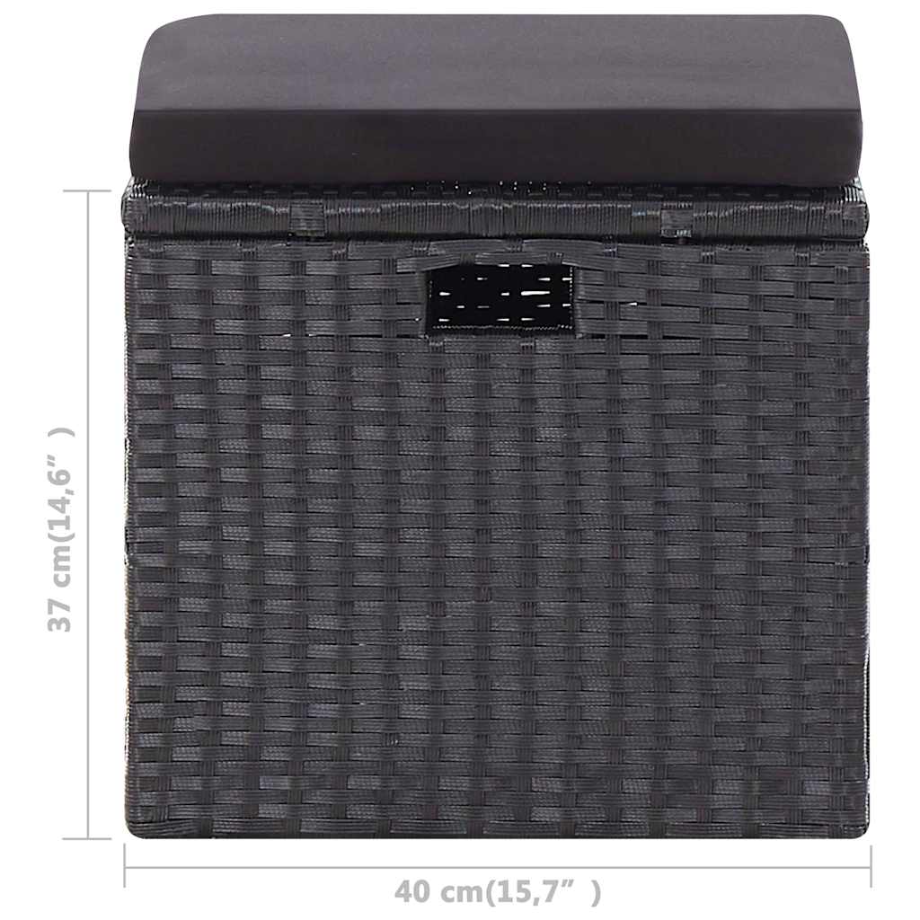 6-tlg. Garten-Lounge-Set mit Kissen Poly Rattan Schwarz