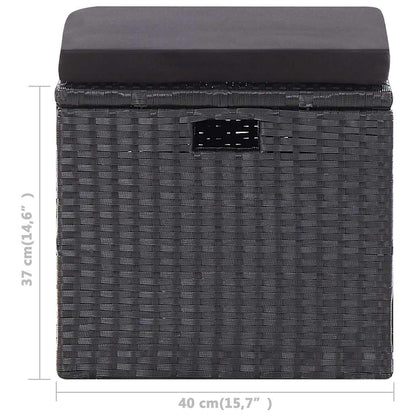 6-tlg. Garten-Lounge-Set mit Kissen Poly Rattan Schwarz
