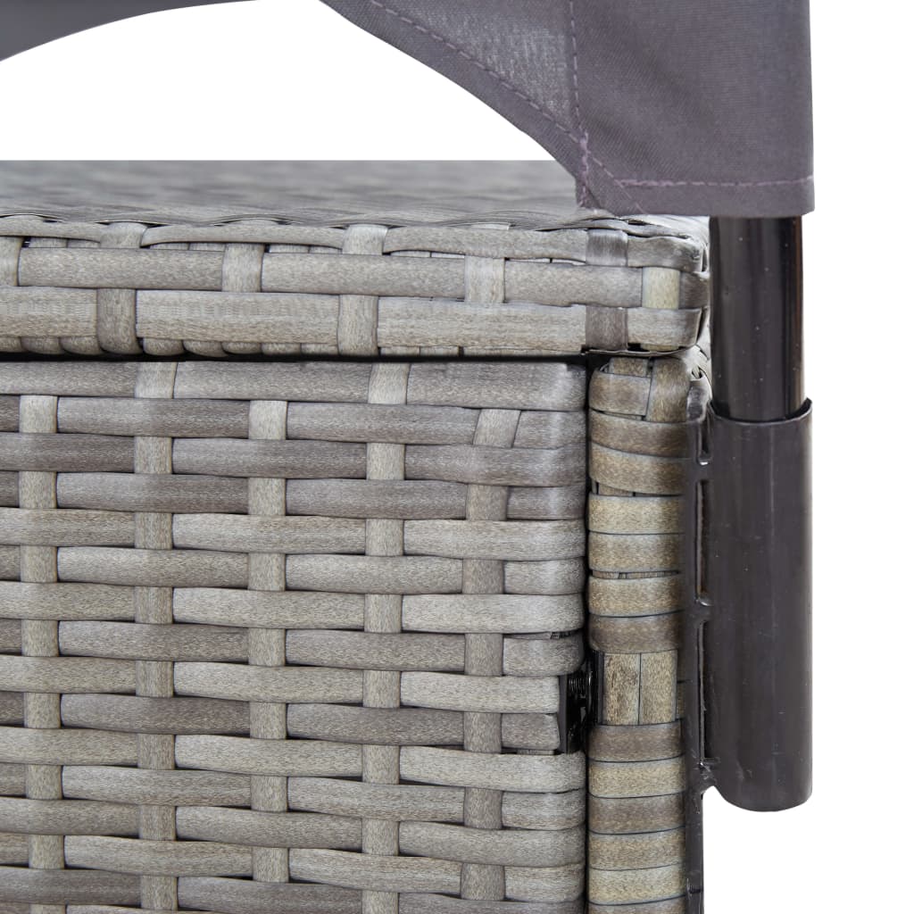 Doppel-Sonnenliege mit Sonnendach Poly Rattan Grau