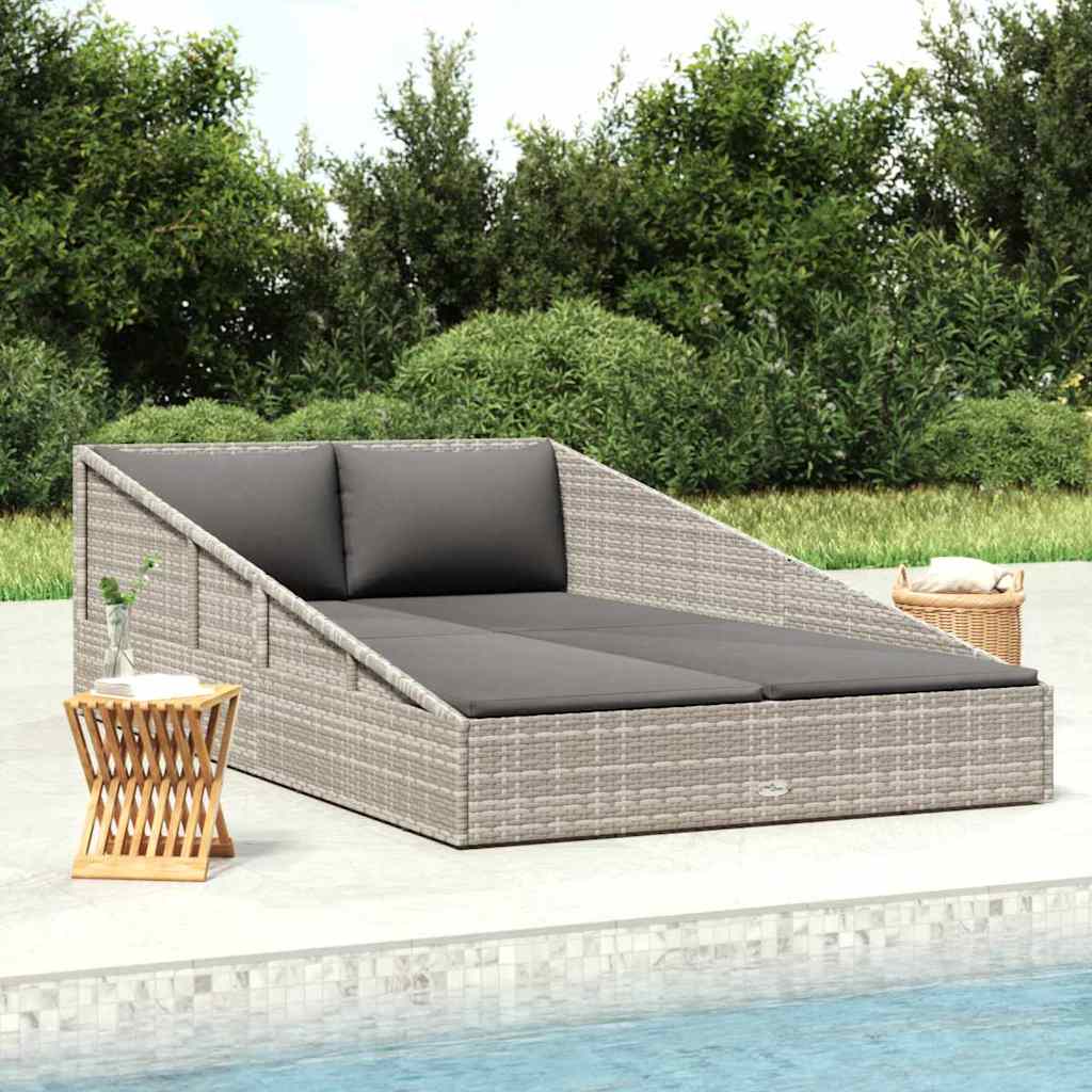 Gartenbett Grau 110x200 cm Poly Rattan