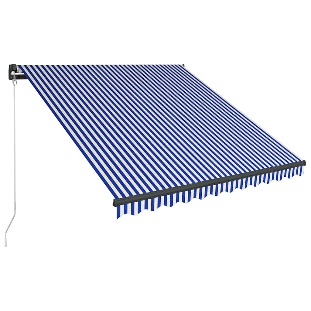 Manuelle Markise mit Solar-LED 3,5 x 2,5 m Blau-weiß gestreift