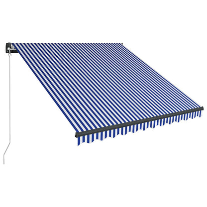 Manuelle Markise mit Solar-LED 3,5 x 2,5 m Blau-weiß gestreift