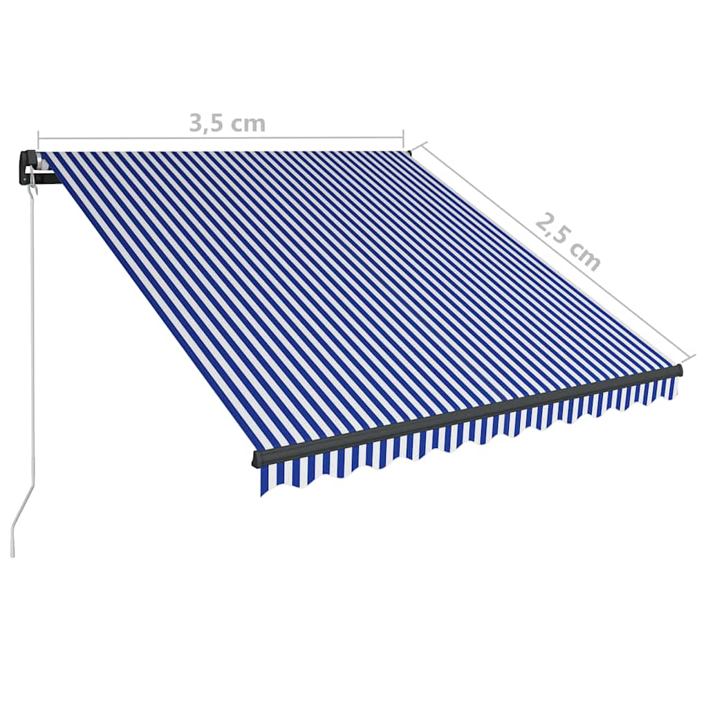Manuelle Markise mit Solar-LED 3,5 x 2,5 m Blau-weiß gestreift