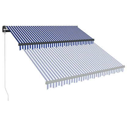 Manuelle Markise mit Solar-LED 3,5 x 2,5 m Blau-weiß gestreift