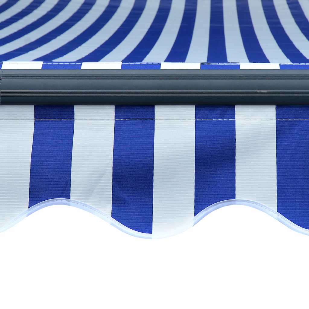 Manuelle Markise mit Solar-LED 3,5 x 2,5 m Blau-weiß gestreift
