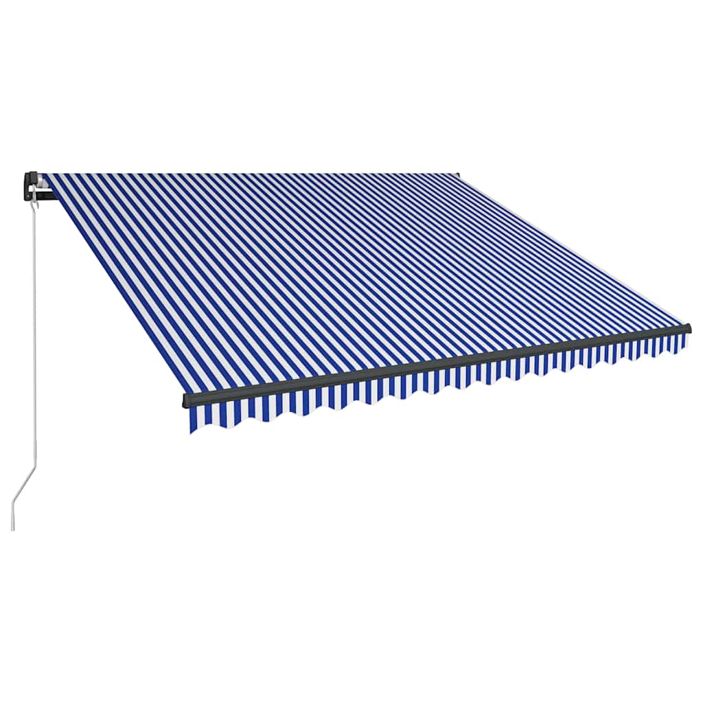 Manuelle Markise mit Solar-LED 4 x 3 m Blau-weiß gestreift