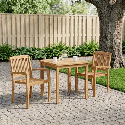 Garten-Essstühle 2 Stk. Stapelbar Teak Massivholz