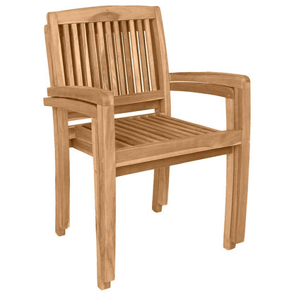 Garten-Essstühle 2 Stk. Stapelbar Teak Massivholz