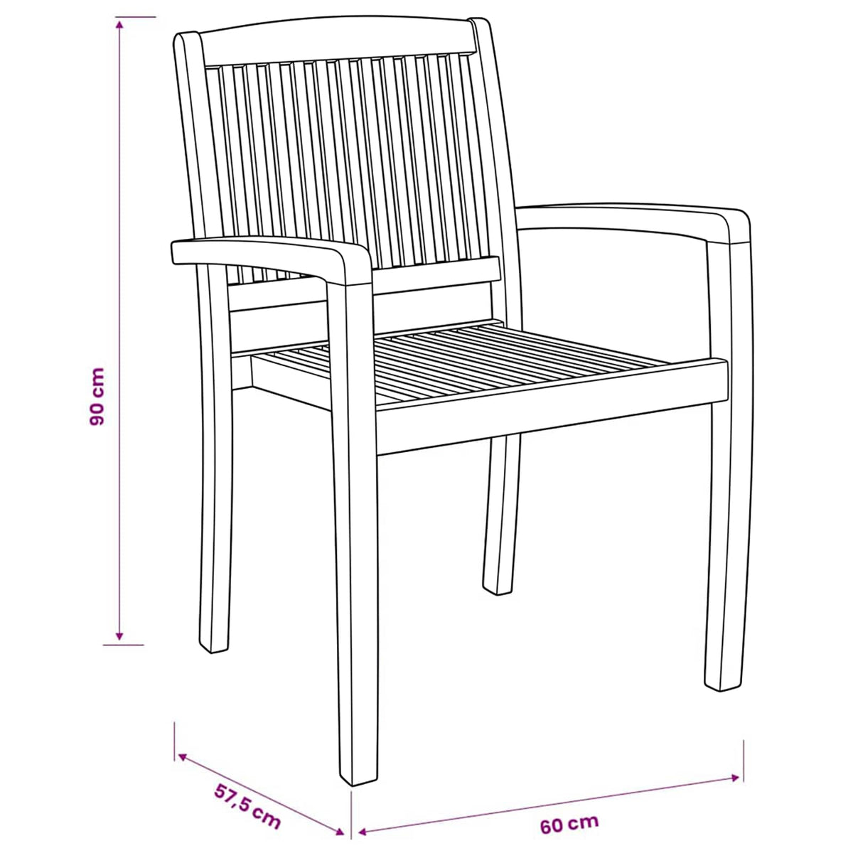 Garten-Essstühle 2 Stk. Stapelbar Teak Massivholz