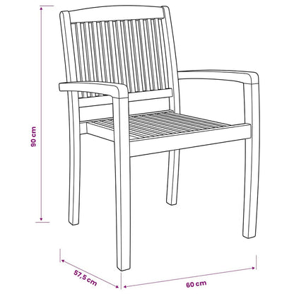 Garten-Essstühle 2 Stk. Stapelbar Teak Massivholz