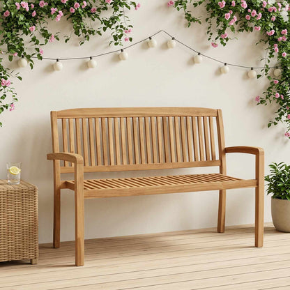 Gartenbank 2-Sitzer Stapelbar 120 cm Massivholz Teak