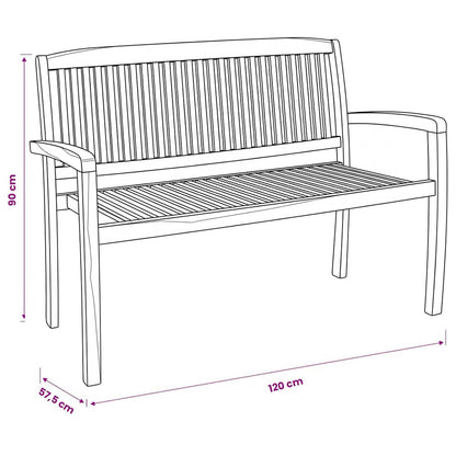 Gartenbank 2-Sitzer Stapelbar 120 cm Massivholz Teak