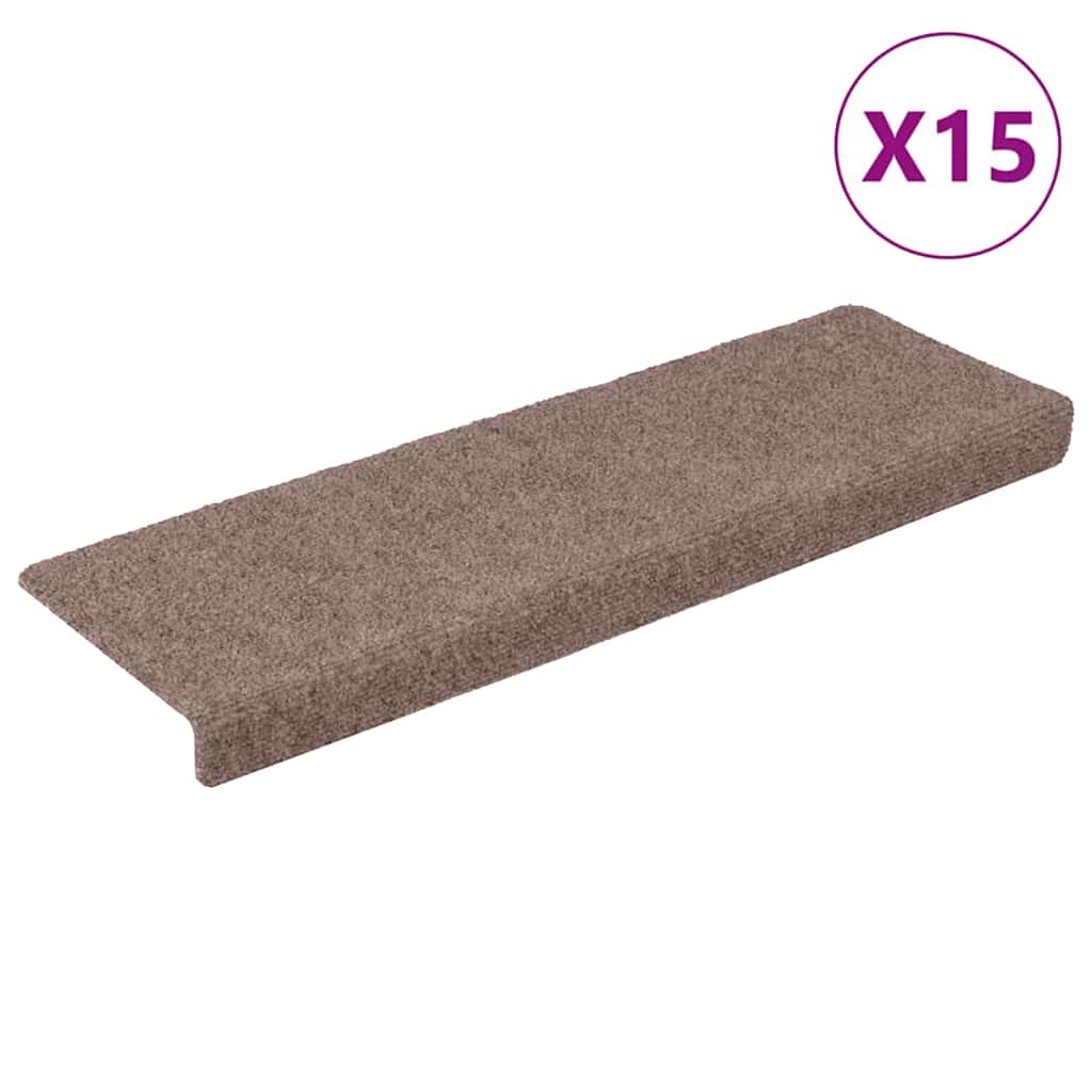 Stufenmatten Selbstklebend 15 Stk. 65x21x4 cm Hellbraun Rechteckiger Rand